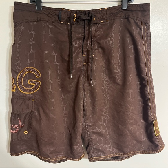 Men’s Body Glove Swim Trunks Board Shorts 90’s Y2K Size 36 Brown - Picture 1 of 15
